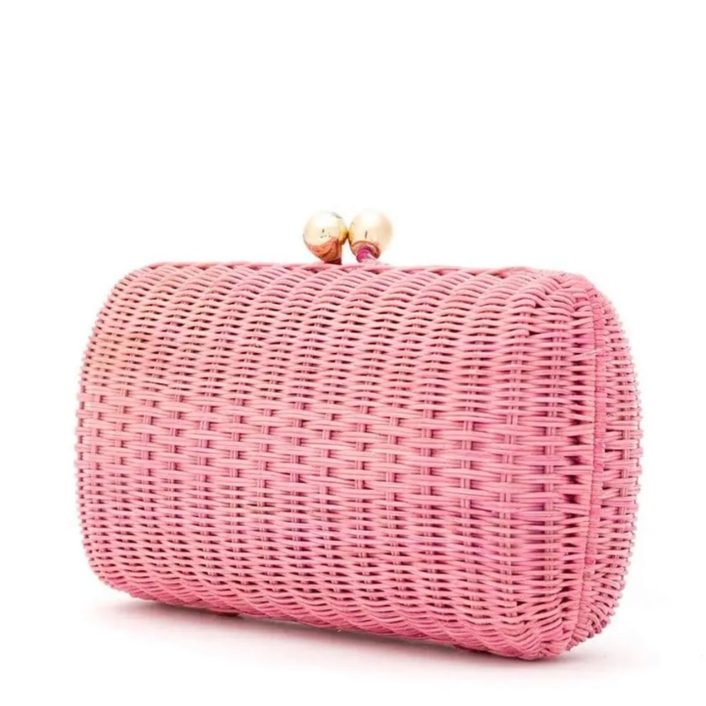 SERPUI Wicker Clutch Bag with Gold Clasp